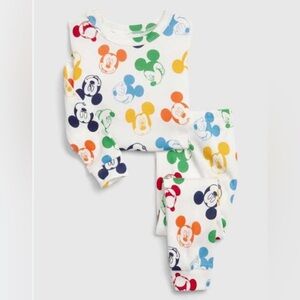 Gap x Disney Colorful Rainbow Mickey Long Sleeve PJs Pajamas Organic Cotton 2Y